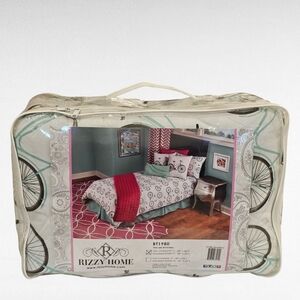 Rizzy Home Twin Aqua Bicycle 2 Piece Comforter Set